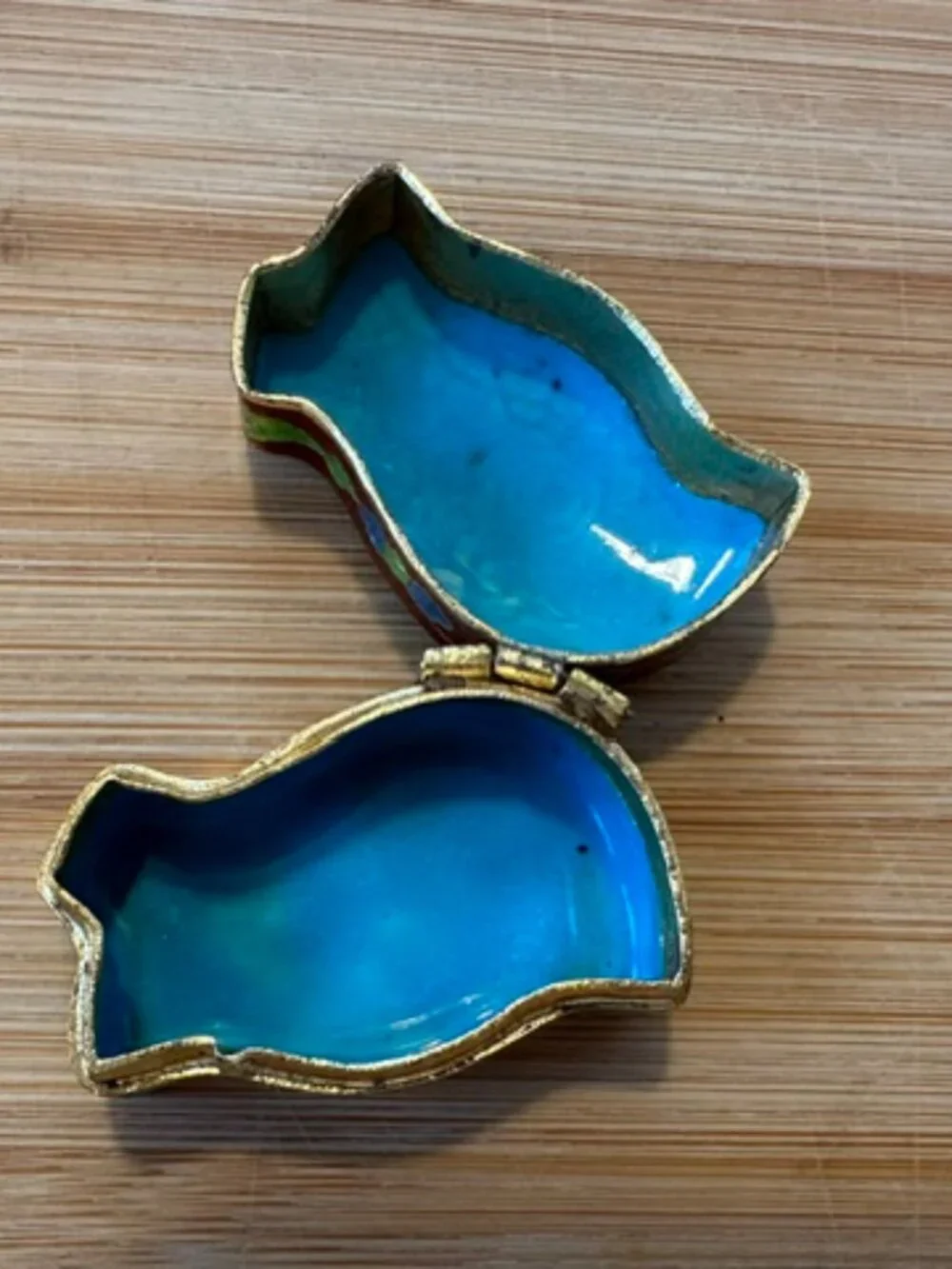 Vintage Cloisonne Enamel Owl Pill Box, Trinket Container